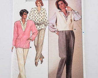 80s Uncut Butterick 3416 Misses' Top, Blouse And Tapered Pants, Loose-Fitting, Pullover Top, Sizes 14 16 18, Vintage Sewing Pattern