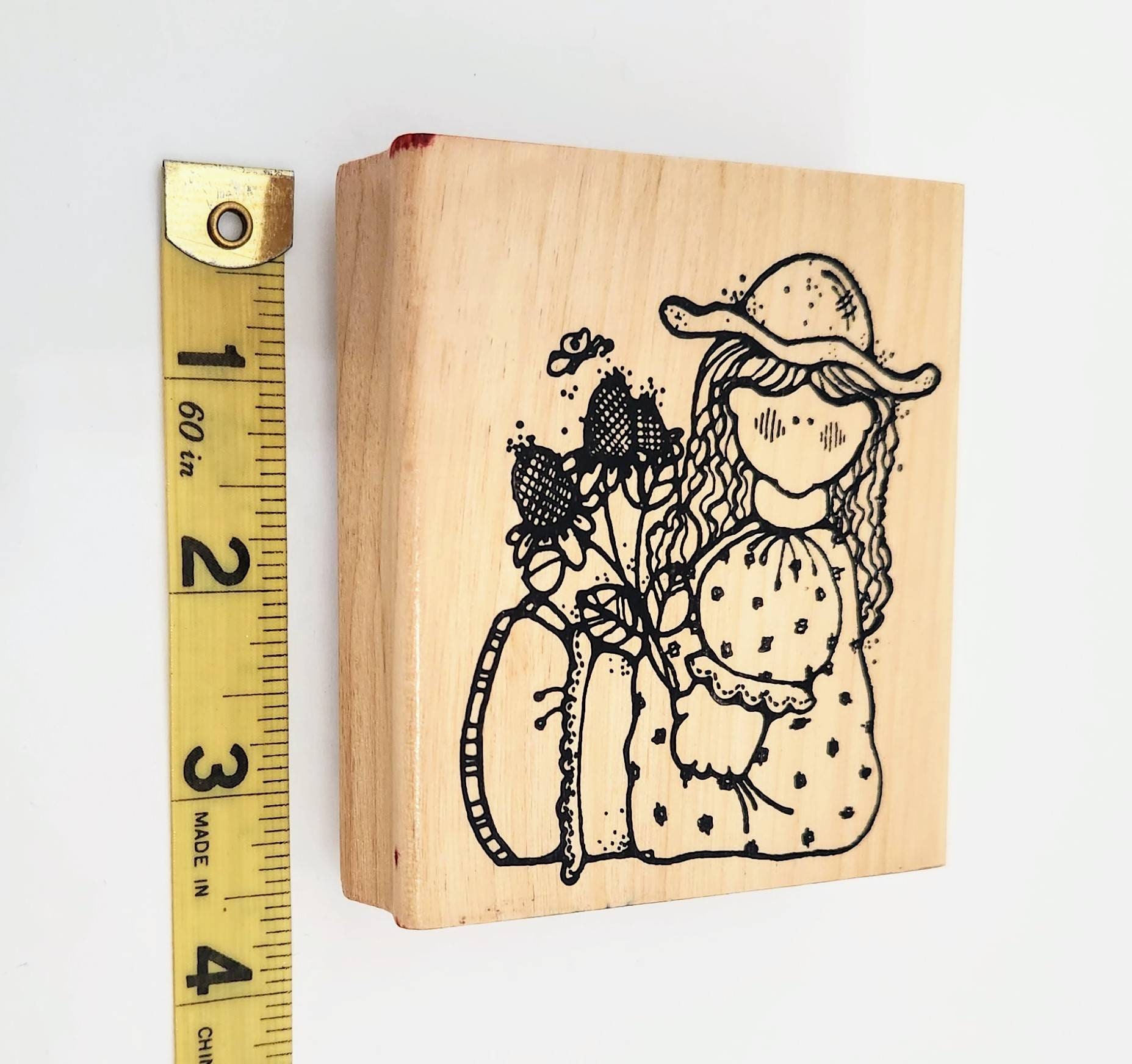 Vintage Hook's Lines & Inkers Wood Mounted Rubber Stamp Lexie 024, Girl  With Hat, Sunflowers and Bee, by Dianne J Hook, Craft Supply -  UK