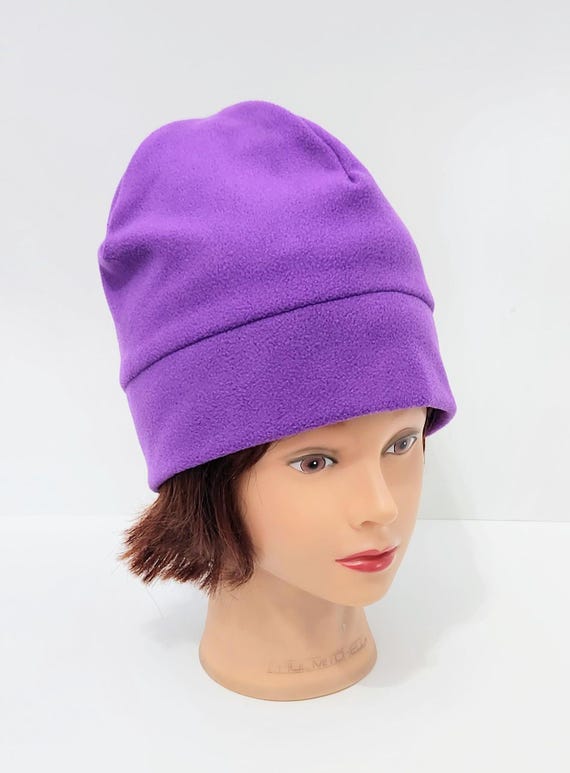 Purple Micro Fleece Lightweight Beanie Winter Hat With Extra  display picture 3