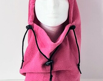 Pink Balaclava Fleece Winter Hat, Adult/Teen Unisex, Neck Gaiter, Neck Warmer, Unique Handmade Gift