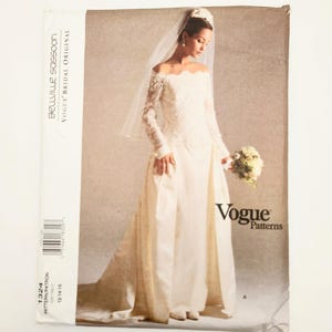 Uncut Vogue 1324 Bellville Sassoon Bridal Original, Lined Bridal Gown, Close-Fitting, Sizes 12 14 16, Advanced Vintage Sewing Pattern
