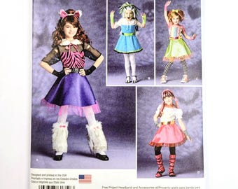 Simplicity 1350 Girls' Monster High Inspired Costumes Sewing Pattern, Size 7-14 (Uncut)