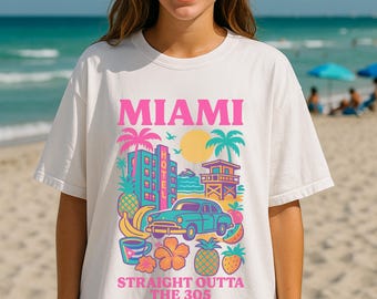 Miami Retro Graphic Tee: Straight Outta the 305 Comfort Colors T-Shirt