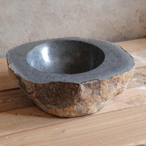 Handcrafted Natural River Stone Sink. 55x48x15 cm.