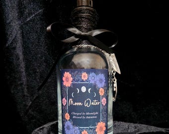 Gourde lune - bocal en verre chargé de cristal pour rituels