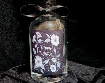 Bouteille d'eau lune - bocal de charge en verre avec cristal, rituel et manifestation