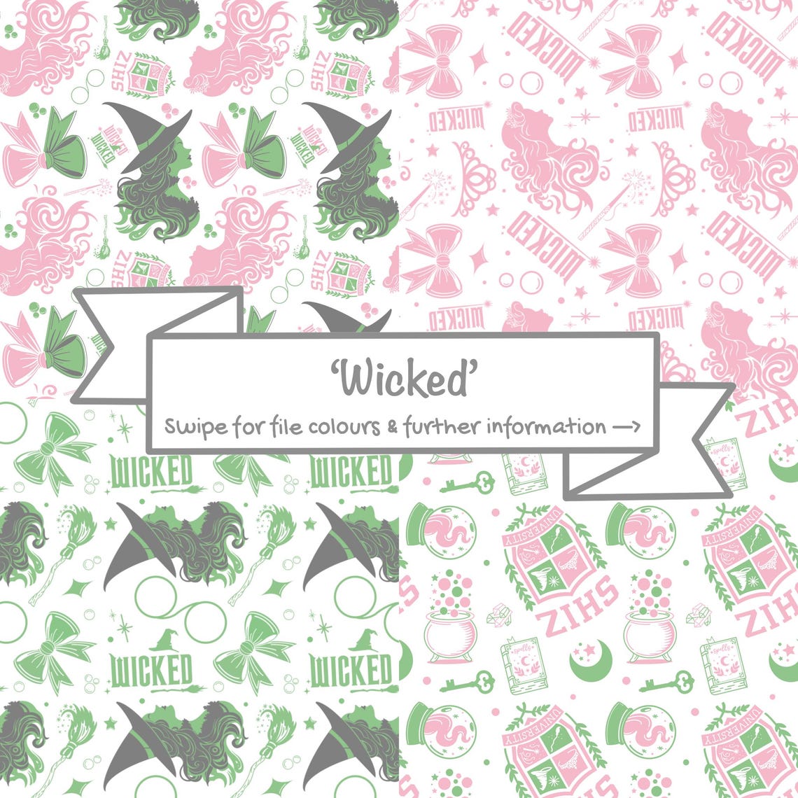 Wicked Musical Pattern BUNDLE: 4 Seamless Repeat for Fabric ...