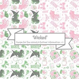 Wicked Musical Pattern BUNDLE: 4 Seamless Repeat for Fabric, Sublimation (PNG Digital Download)