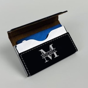 Customized Business Card Holder, Personalized Business Card Holder, Monogrammed Business Card Holder, Business Card Case,Leatherette, Custom