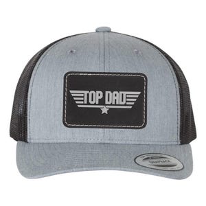 Top Dad Trucker Hat – Leatherette Patch Hat for Men, Father&#39;s Day Gift, Dad Hat, Funny Dad Cap, Retro Style Baseball Hat, Gift for Him