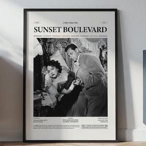 Sunset Boulevard Poster, Gloria Swanson Poster, William Holden Poster, Billy Wilder Film Print, Retro Movie Poster, Movie Wall Art Idea