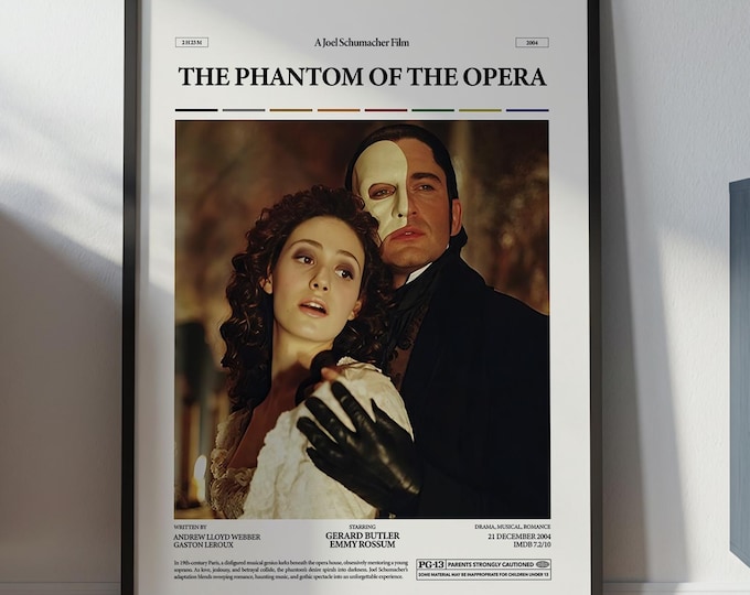 The Phantom of the Opera Poster, Gerard Butler and Emmy Rossum Poster, Joel Schumacher Film Print, Movie Wall Decor Idea