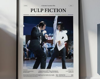 Pulp Fiction Poster, John Travolta Poster, Uma Thurman Poster, Pulp Fiction Dancing Scene Print, Retro Movie Poster, Wall Art Idea