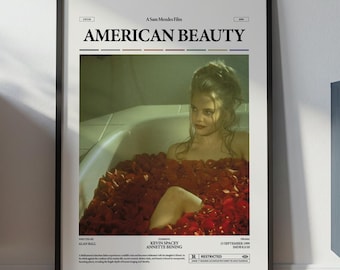 Póster de Belleza Americana, Póster de Annette Bening, Lámina de Sam Mendes, Póster de película retro, Idea de decoración de pared de película, Lámina de Belleza Americana