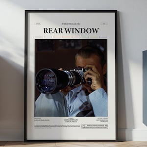 Rear Window Poster, James Stewart Poster, Alfred Hitchcock Film Rear Window Print, Movie Wall Decor, Grace Kelly Film Print