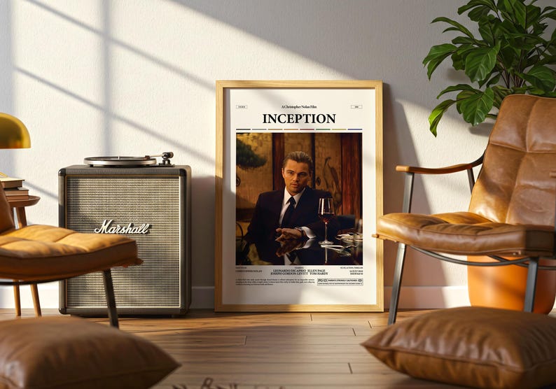 Inception Poster, Leonardo DiCaprio Poster, Christopher Nolan Film Inception Print, Cobb's Totem Poster, Retro Movie Poster