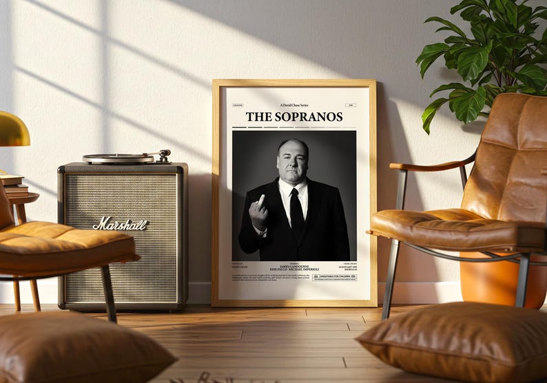 The Soprans Poster, James Gandolfin Poster, David Chase Series Print, Retro TV Poster, Movie Wall Art