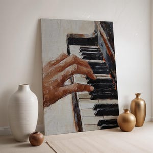 Piano Hand Canvas Wall Art, Textured Musician Painting, Framed Realistic Piano Keys Print, Artistic Music Decor for Studios and Gift Lovers