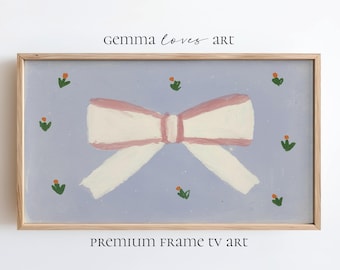 Bow Frame TV Art: Pastel Cottagecore Spring Decor (Digital Download PNG)