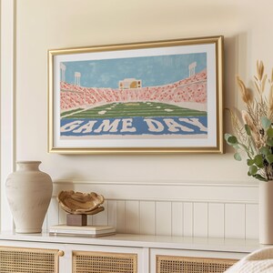 Game Day Stadium Wall Art, Sports Decor, Framed College Football Print, Vibrant Home Decor