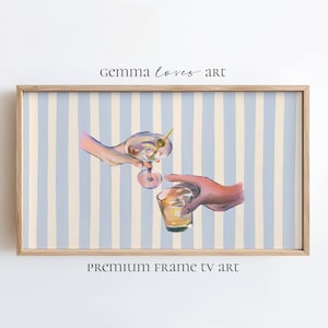 Cocktails Frame TV Art, Martini and Bourbon Digital Download, Bar Cart Grandmillennial PNG K04
