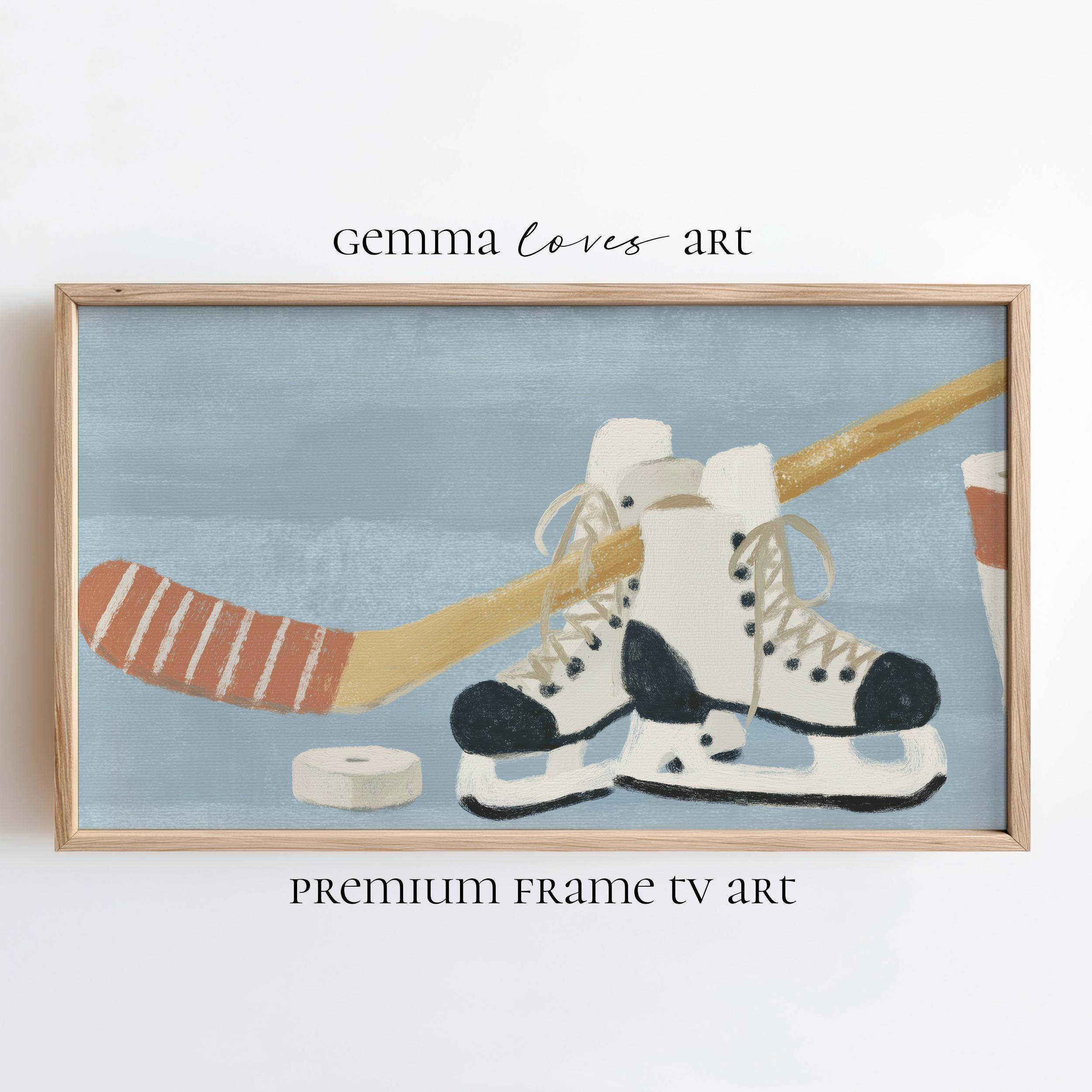 Hockey Frame TV Art, Winter Sport Aesthetic, Boys Game Room Decor