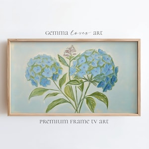 Blue Hydrangea Frame TV Art: Summer Floral Screen (Digital Download)