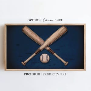 Vintage Baseball Frame TV Art: Rustic Sports Decor (Digital Download)