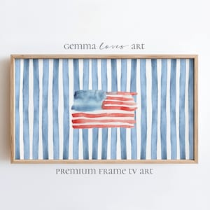 Marco de bandera de acuarela para TV, decoración patriótica, temática americana digital H12