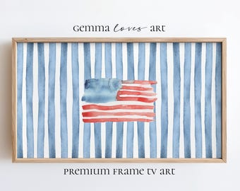 Aquarelle drapeau cadre TV Art, décoration patriotique, thème Americana numérique H12