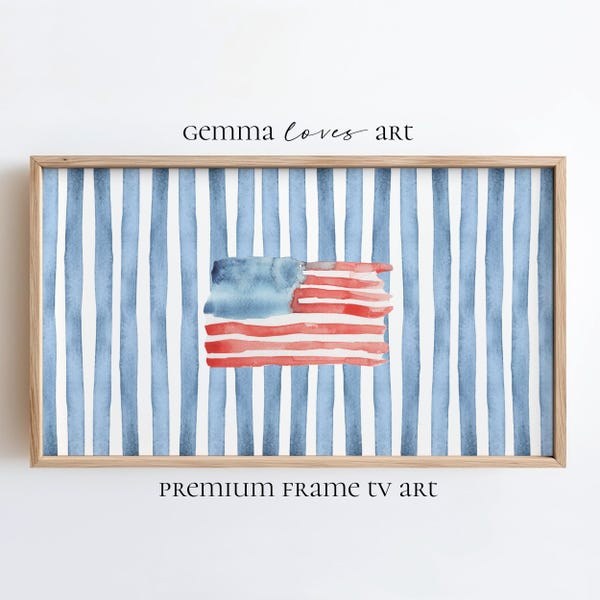 Moldura de bandeira em aquarela, arte para TV, decoração patriótica, tema americano, digital H12