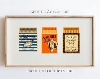 Retro Matchbox Art Print: Vintage Bar Sign TV Art (Digital Download)