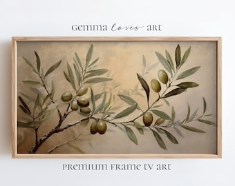 Olive Branch Frame TV Art: Neutral Botanical Print (Digital Download)