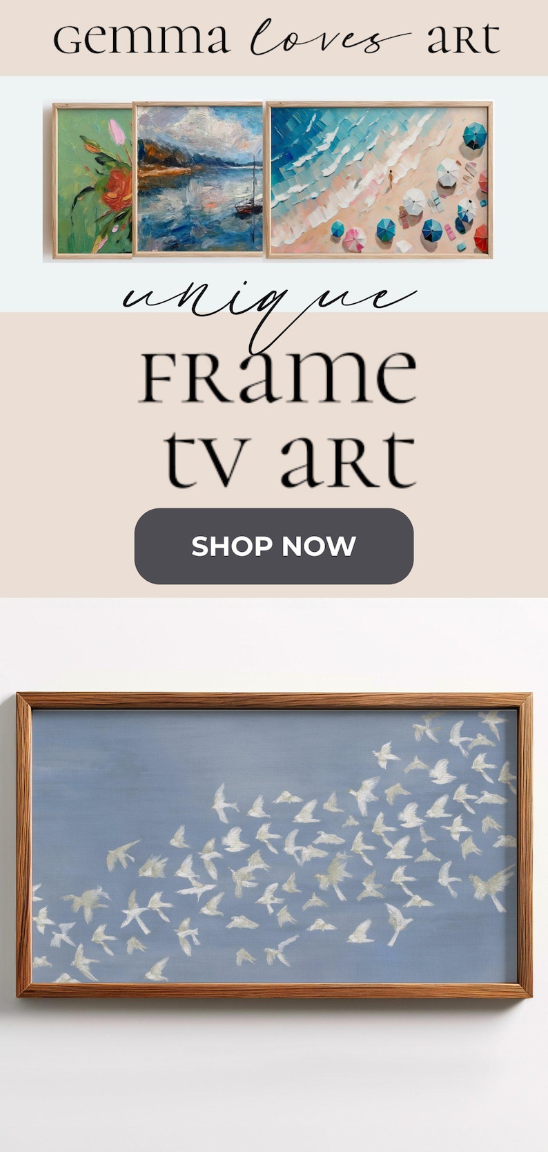 Decorative Bird Painting, Abstract Flying Birds Wall Art, Large Framed Canvas for Modern Home Decor