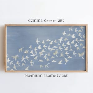 Birds in Flight Frame TV Art: Coastal Cottage Dove Neutral Tonal (Digital Download)