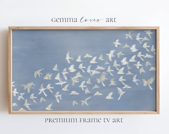 Birds in Flight Frame TV Art: Coastal Cottage Dove Neutral Tonal (Digital Download)