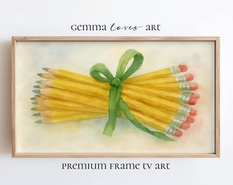 Pencil Bunch Frame TV Art: Back to School Classroom Decor (Digital Download PNG)