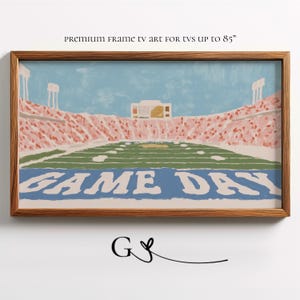 Game Day Themed Wall Art, Stadium Illustration, Sports Decor, Vintage Frame, Large Print, Fits 85' TV