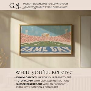 Game Day Digital Download Art, Modern Stadium Illustration, Instant TV Frame Decor for Sports Fans