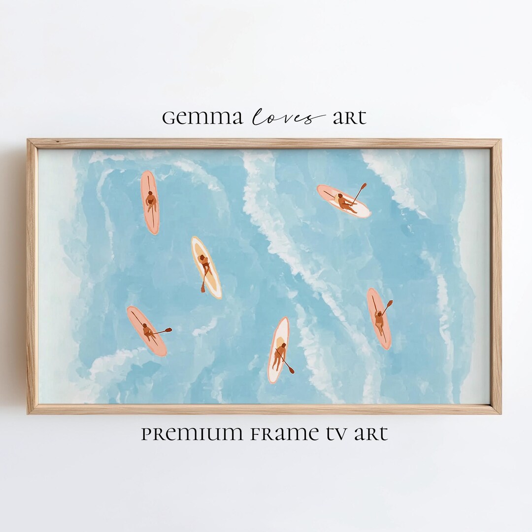 Paddle Board Frame TV Art: Coastal Ocean View (digital Download