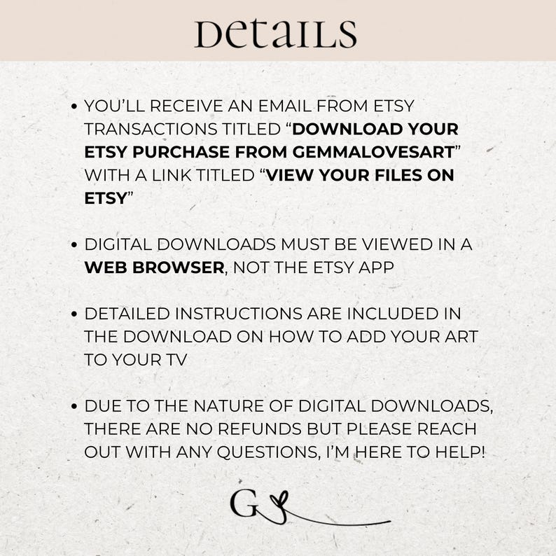Digital Download Printable Art Instructions, Etsy Purchase Guide, GemmaLovesArt Files Tips