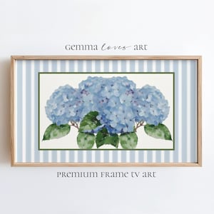 Blue Hydrangeas Frame TV Art, Coastal Cottage Decor, Summer Floral Art, Digital Download for Samsung Frame TV D11