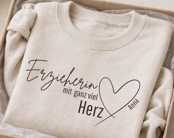 Personalisierter Erzieherin Mit Herz Pullover mit Name Danke Abschiedsgeschenk Erzieherin Kita Abschied Geschenk Dankeschön Kollegin
