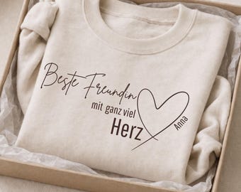 Personalisierter Beste Freundin Pullover mit Name Geschenkidee Danke Geschenk Lieblingsmensch Freundinnen Freundschaft Geburtstagsgeschenk