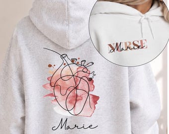 Personalisierter Krankenschwester Hoodie - Zum Pflege Examen Abschluss -  Freundin Geschenk - Pflegeausbildung - Kollegin Pflegefachfrau