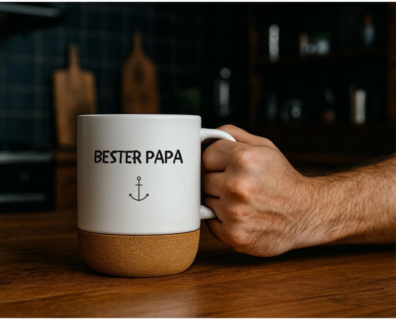 Personalisierte Tasse Korkboden & Deckel Individuell mit Wunschtext bedruckt Geschenkidee für Männer + Frauen Keramiktasse 300 ml Boho Stil image 10