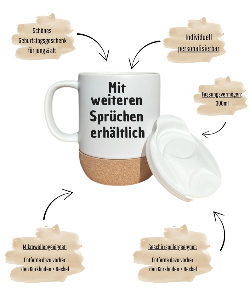 May include: A white ceramic mug with a black handle and the text "But First, Coffee" in a handwritten style. The mug is on a white surface. The mug is 4 inches tall.
