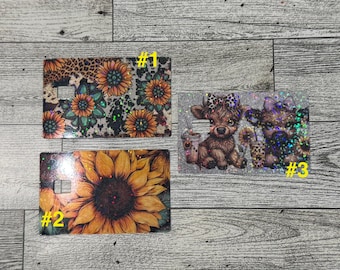 Debit Sticker Sunflowers & Highland Cows, Vinyl Waterproof Sticker for Credit Cards