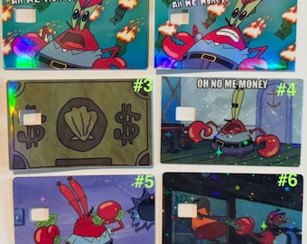 Debit Sticker Mr Krabs, Vinyl Waterproof Sticker for Credit Cards