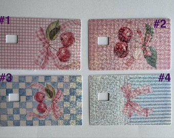 Debit  Sticker  Gingham Cherries, Coquette Bows Vinyl Waterproof Sticker for Debit or Credit Cards